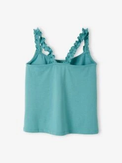 Débardeur à Bretelles Volantées Fille Vert - Vertbaudet -Petite Modeuse debardeur a bretelles volantees fille 2