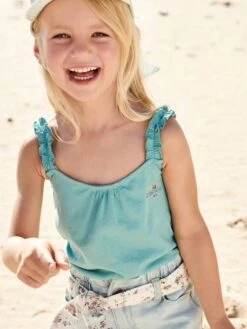 Débardeur à Bretelles Volantées Fille Vert - Vertbaudet