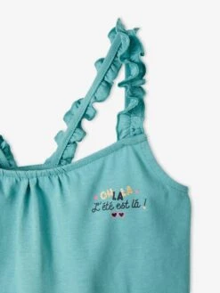 Débardeur à Bretelles Volantées Fille Vert - Vertbaudet -Petite Modeuse debardeur a bretelles volantees fille 3
