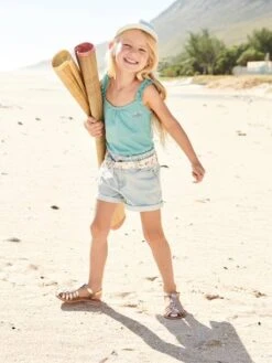 Débardeur à Bretelles Volantées Fille Vert - Vertbaudet -Petite Modeuse debardeur a bretelles volantees fille 4