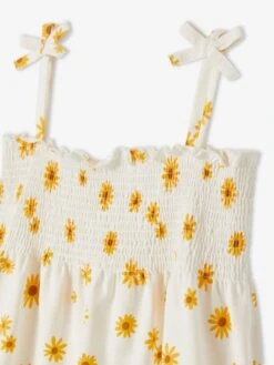 Débardeur à Smocks Imprimé Fille Rose Nude - Vertbaudet -Petite Modeuse debardeur a smocks imprime fille 2