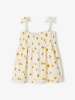 Débardeur à Smocks Imprimé Fille Rose Nude - Vertbaudet