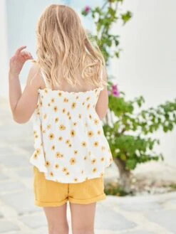 Débardeur à Smocks Imprimé Fille Rose Nude - Vertbaudet -Petite Modeuse debardeur a smocks imprime fille 5