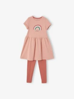 Ensemble 2 Pièces Robe Et Legging Fille Détails Irisés Vert émeraude - Vertbaudet -Petite Modeuse ensemble 2 pieces robe et legging fille details irises 5