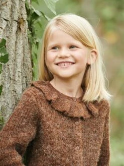 Gilet à Collerette En Maille Mousseuse Fille Marron - Vertbaudet -Petite Modeuse gilet a collerette en maille mousseuse fille 3