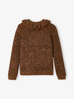 Gilet à Collerette En Maille Mousseuse Fille Marron - Vertbaudet -Petite Modeuse gilet a collerette en maille mousseuse fille 5