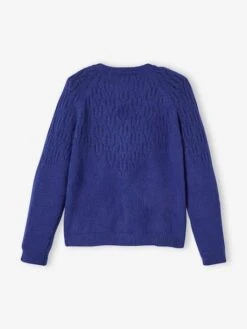 Gilet Ajouré Maille Mousseuse Fille Bleu - Vertbaudet -Petite Modeuse gilet ajoure maille mousseuse fille 2