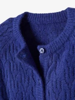Gilet Ajouré Maille Mousseuse Fille Bleu - Vertbaudet -Petite Modeuse gilet ajoure maille mousseuse fille 3