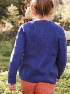 Gilet Ajouré Maille Mousseuse Fille Bleu - Vertbaudet -Petite Modeuse gilet ajoure maille mousseuse fille 4