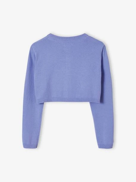 Gilet Boléro Basics Fille Broderie Coeur Irisée Lavande - Vertbaudet 2 Gilet Boléro Basics Fille Broderie Coeur Irisée Lavande - Vertbaudet – Image 2