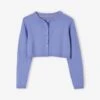 Gilet Boléro Basics Fille Broderie Coeur Irisée Lavande - Vertbaudet