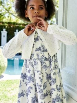 Gilet Boléro En Maille Pointelle Fille écru - Vertbaudet -Petite Modeuse gilet bolero en maille pointelle fille 4