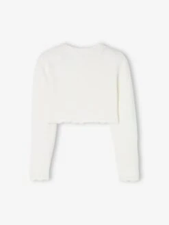 Gilet Boléro Fille En Maille Pointelle écru - Vertbaudet -Petite Modeuse gilet bolero fille en maille pointelle 4