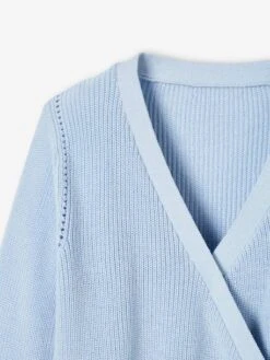 Gilet Cache-coeur Fille Bleu Ciel - Vertbaudet -Petite Modeuse gilet cache coeur fille 2