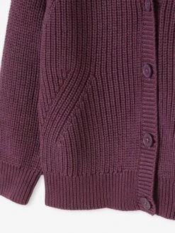 Gilet Col V Fille En Côtes Anglaises Rose Blush - Vertbaudet -Petite Modeuse gilet col v fille en cotes anglaises 2