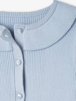 Gilet Court à Collerette Fille Gris Clair - Vertbaudet -Petite Modeuse gilet court a collerette fille 2