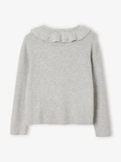 Gilet Court à Collerette Fille Gris Clair - Vertbaudet -Petite Modeuse gilet court a collerette fille 4