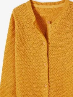 Gilet Fille Maille Fantaisie Légèrement Irisée Jaune D'or Irisé - Vertbaudet -Petite Modeuse gilet fille maille fantaisie legerement irisee 2