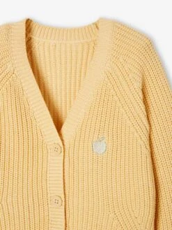 Gilet Maille Perlée Fille Corail - Vertbaudet -Petite Modeuse gilet maille perlee fille 5