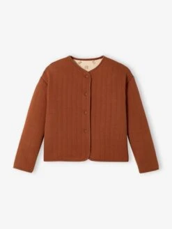 Gilet Quilté Réversible Fille Gris Ardoise - Vertbaudet