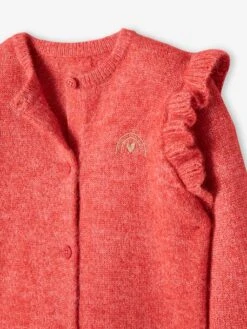 Gilet Volanté Fille Maille Mousseuse Rose - Vertbaudet -Petite Modeuse gilet volante fille maille mousseuse 5