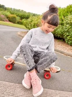 Jean "Mom Fit" Et Sa Ceinture En Gaze De Coton Fille Denim Noir - Vertbaudet -Petite Modeuse jean mom fit et sa ceinture en gaze de coton fille 4