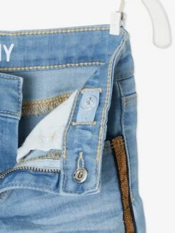 Jean Skinny à Bandes Côtés Irisées Fille Denim Double Stone - Vertbaudet -Petite Modeuse jean skinny a bandes cotes irisees fille 2