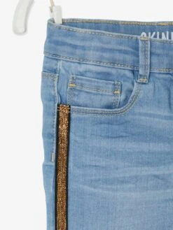 Jean Skinny à Bandes Côtés Irisées Fille Denim Double Stone - Vertbaudet -Petite Modeuse jean skinny a bandes cotes irisees fille 3
