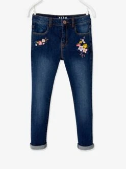 Jean Slim Brodé MorphologiK Fille Tour De Hanches FIN Denim Brut - Vertbaudet -Petite Modeuse jean slim brode morphologik fille tour de hanches fin 2