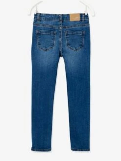 Jean Slim MorphologiK "waterless" Fille Tour De Hanches LARGE Avec Usures Bleu Fonce Delave - Vertbaudet -Petite Modeuse jean slim morphologik waterless fille tour de hanches large avec usures 2
