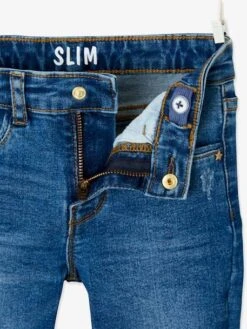 Jean Slim MorphologiK "waterless" Fille Tour De Hanches LARGE Avec Usures Bleu Fonce Delave - Vertbaudet -Petite Modeuse jean slim morphologik waterless fille tour de hanches large avec usures 3