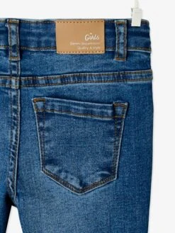 Jean Slim MorphologiK "waterless" Fille Tour De Hanches LARGE Avec Usures Bleu Fonce Delave - Vertbaudet -Petite Modeuse jean slim morphologik waterless fille tour de hanches large avec usures 4