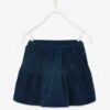 Jupe à Volants En Velours Fille Encre - Vertbaudet