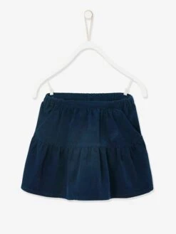 Jupe à Volants En Velours Fille Encre - Vertbaudet