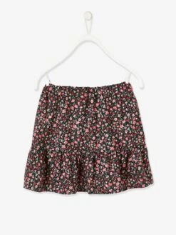 Jupe à Volants Imprimée Fleurs Fille Encre Imprimé - Vertbaudet -Petite Modeuse jupe a volants imprimee fleurs fille 5
