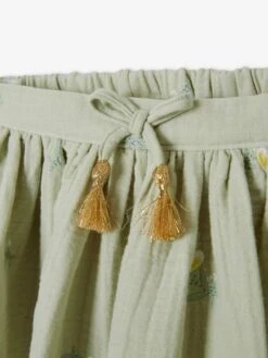 Jupe Brodée En Gaze De Coton Fille Vert D'eau Imprimé - Vertbaudet -Petite Modeuse jupe brodee en gaze de coton fille 2