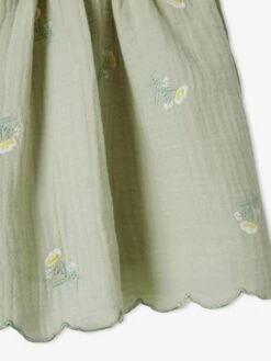 Jupe Brodée En Gaze De Coton Fille Vert D'eau Imprimé - Vertbaudet -Petite Modeuse jupe brodee en gaze de coton fille 3