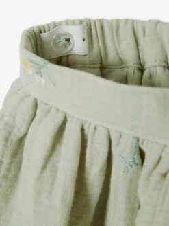 Jupe Brodée En Gaze De Coton Fille Vert D'eau Imprimé - Vertbaudet -Petite Modeuse jupe brodee en gaze de coton fille 4