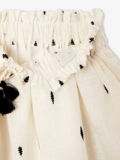 Jupe Brodée Fille Aspect Lin Beige Imprimé - Vertbaudet -Petite Modeuse jupe brodee fille aspect lin 2