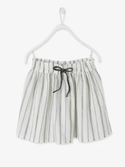 Jupe Courte Rayée Fille Gris Ardoise Rayé - Vertbaudet