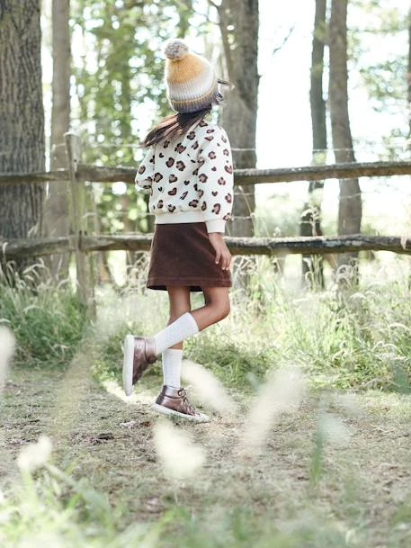 Jupe Effet Portefeuille En Velours Côtelé Fille Marron - Vertbaudet 6 Jupe Effet Portefeuille En Velours Côtelé Fille Marron - Vertbaudet – Image 6