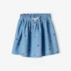 Jupe En Jean Brodée Cerises Fille Stone - Vertbaudet