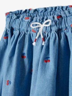 Jupe En Jean Brodée Cerises Fille Stone - Vertbaudet -Petite Modeuse jupe en jean brodee cerises fille 2