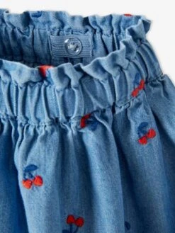 Jupe En Jean Brodée Cerises Fille Stone - Vertbaudet -Petite Modeuse jupe en jean brodee cerises fille 3