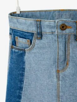 Jupe En Jean Effet Patchwork Fille Stone - Vertbaudet -Petite Modeuse jupe en jean effet patchwork fille 3