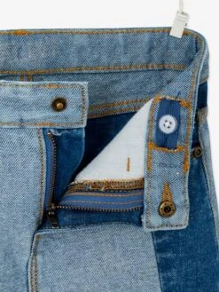 Jupe En Jean Effet Patchwork Fille Stone - Vertbaudet -Petite Modeuse jupe en jean effet patchwork fille 4