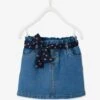 Jupe En Jean Taille "paperbag" Fille Stone - Vertbaudet