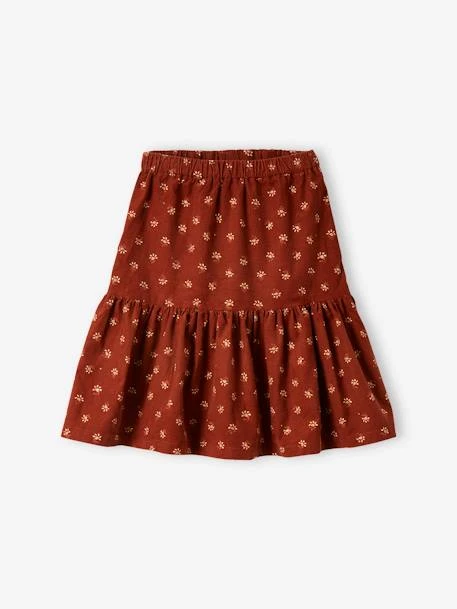 Jupe En Velours Fille Motifs Fleurs Détails Irisés Marron Imprimé - Vertbaudet 3 Jupe En Velours Fille Motifs Fleurs Détails Irisés Marron Imprimé - Vertbaudet – Image 3
