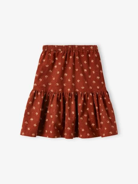 Jupe En Velours Fille Motifs Fleurs Détails Irisés Marron Imprimé - Vertbaudet 4 Jupe En Velours Fille Motifs Fleurs Détails Irisés Marron Imprimé - Vertbaudet – Image 4