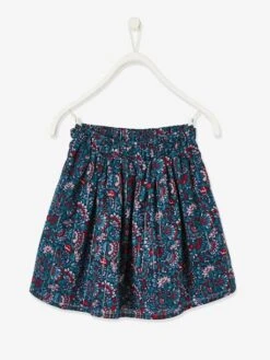 Jupe Imprimée Fleurs Fille Détails Fils Brillants Marine Imprimé - Vertbaudet -Petite Modeuse jupe imprimee fleurs fille details fils brillants 2